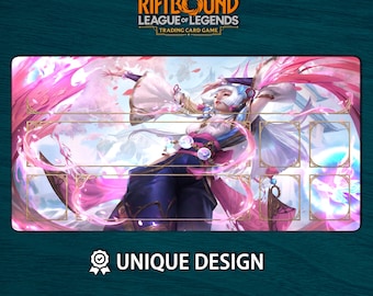 Riftbound-speelmat Syndra Edition • Aangepaste bordspelmat met zones • Digitale download of fysiek TCG-blok • League of Legends-fanart 60 x 35