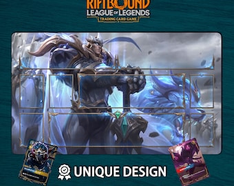 Riftbound-speelmat Garen Edition • Aangepaste bordspelmat met zones • Fysieke TCG-speelmat of digitale download • League of Legends 60 x 35