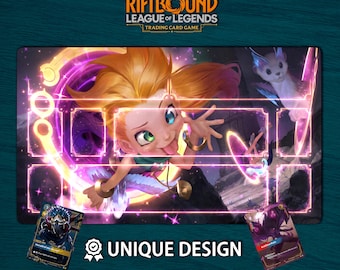 Riftbound-speelmat Zoé Edition • Aangepaste bordspelmat met zones • Digitale download of fysiek TCG-blok • League of Legends-fanart 60 x 35