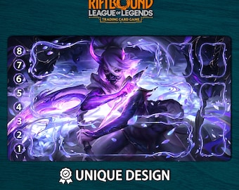 Riftbound-speelmat Akali-editie • Aangepaste bordspelmat met zones • Digitale download of fysiek TCG-blok • League of Legends-fanart 60 x 35