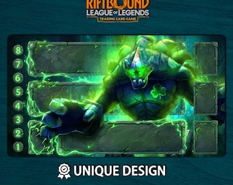 Riftbound speelmat Malphite Edition • Aangepaste bordspelmat met zones • Digitale download of fysiek TCG-kussentje • League of Legends 60 x 35