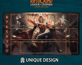 Riftbound speelmat Ahri Edition • Aangepaste bordspelmat met zones • Digitale download of fysiek TCG-blok • League of Legends-fanart 60 x 35