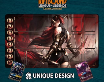 Riftbound-speelmat Katarina-editie • Aangepaste bordspelmat met zones • Fysieke TCG-speelmat of digitale download • League of Legends 60 x 35