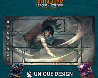 Riftbound Playmat Akali Edition • Custom Board Game Mat with Zones • Digital Download or Physical TCG Pad • League of Legends Fan Art 60x35