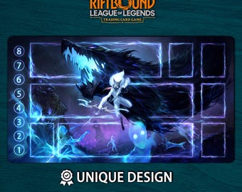 Riftbound-speelmat Kindred Edition • Aangepaste bordspelmat met zones • Digitale download of fysiek TCG-blok • League of Legends 60 x 35