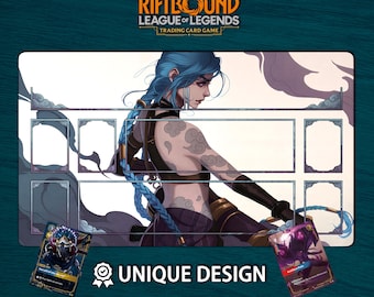 Riftbound-speelmat mysterieuze Jinx-editie •Aangepaste bordspelmat met zones • Fysieke TCG-speelmat of digitale download • League of Legends 60 x 35