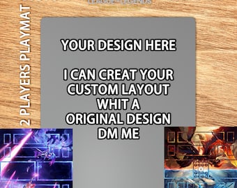 Aangepaste TCG-speelmat voor 2 spelers | Deskundig lay-outontwerp voor spleetgebonden en uit één stuk | Gevechtsgebied 60 x 70 cm | Kaartspel