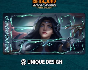 Riftbound-speelmat Irelia-editie • Aangepaste bordspelmat met zones • Digitale download of fysiek TCG-blok • League of Legends-fanart 60 x 35
