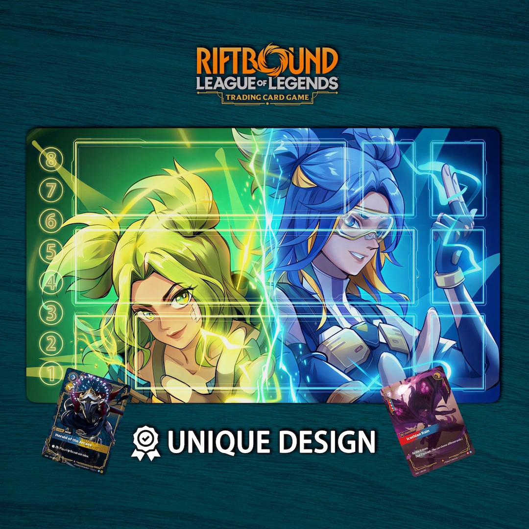 Riftbound Playmat Zeri Neon Edition • Custom Board Game Mat With Zones ...