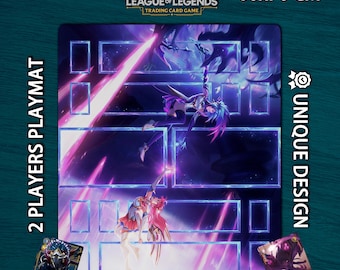 Riftbound-speelmat dubbele Kai'sa Akali-editie • Aangepaste bordspelmat met zones•Fysiek TCG-blok of digitale download • 60 x 70