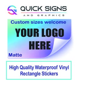 Custom Rectangle Vinyl Stickers – Matte Waterproof Logo Labels