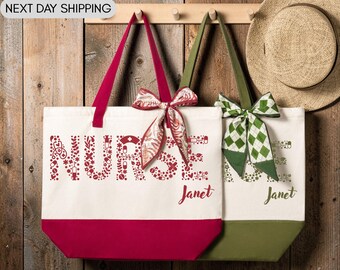Custom Nurse Tote Bag, Personalized Nurse Gift, Nursing Student Bag, Registered Nurse Present, School Nurse Carryall, Nursing Career Bag