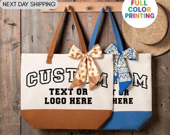 Custom Text Or Logo Tote Bag, Personalized Gender Party Tote, Custom Event Tote Bag, Custom Branding Gift Tote, Personalized Birthday Gift