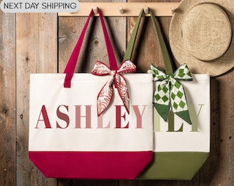Custom Name Tote Bag, Bridesmaid Gift, Wedding Party Bag, Minimalist Name Tote, Gift For Her, Birthday Gift Bag, Summer Tote, Weekend Bag