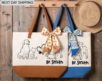 Custom Veterinarian Tote Bag, Veterinary Doctor Gift, Vet Graduation Gift Tote, Veterinarian Thank You Gift, Vet Teacher Gift Bag