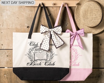 Custom Book Club Tote Bag, Book Club Member Gift, Reading Group Tote Bag, Book Lover Gift Tote, Book Club Meeting Gift Bag