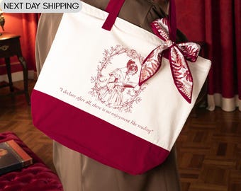 Jane Austen Tote Bag, Pride and Prejudice Quote Gift, Literary Aesthetic Bag, Bookish Library Tote, Classic Literature Reader Present Bag