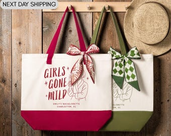 Custom Girls Gone Mild Spa Tote Bag, Personalized Spa Party Canvas Bag, Self Care Girls Trip Tote, Relaxing Weekend Gift for Friends