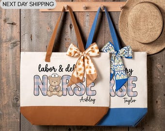 Custom Labor and Delivery Nurse Tote Bag, L&D Nursing School Graduation Gift, OBGYN Nurse Appreciation Present, Midwife Hospital Work Bag