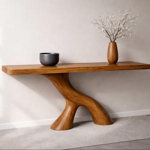 Modern Sculptural Walnut Console Table, Handcrafted Live Edge Entryway Table, Organic Minimalist Furniture