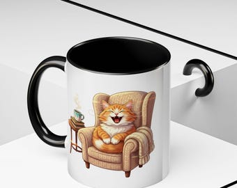 A Cat in Armchair Mug | Accent Coffee Mug 11oz 15oz