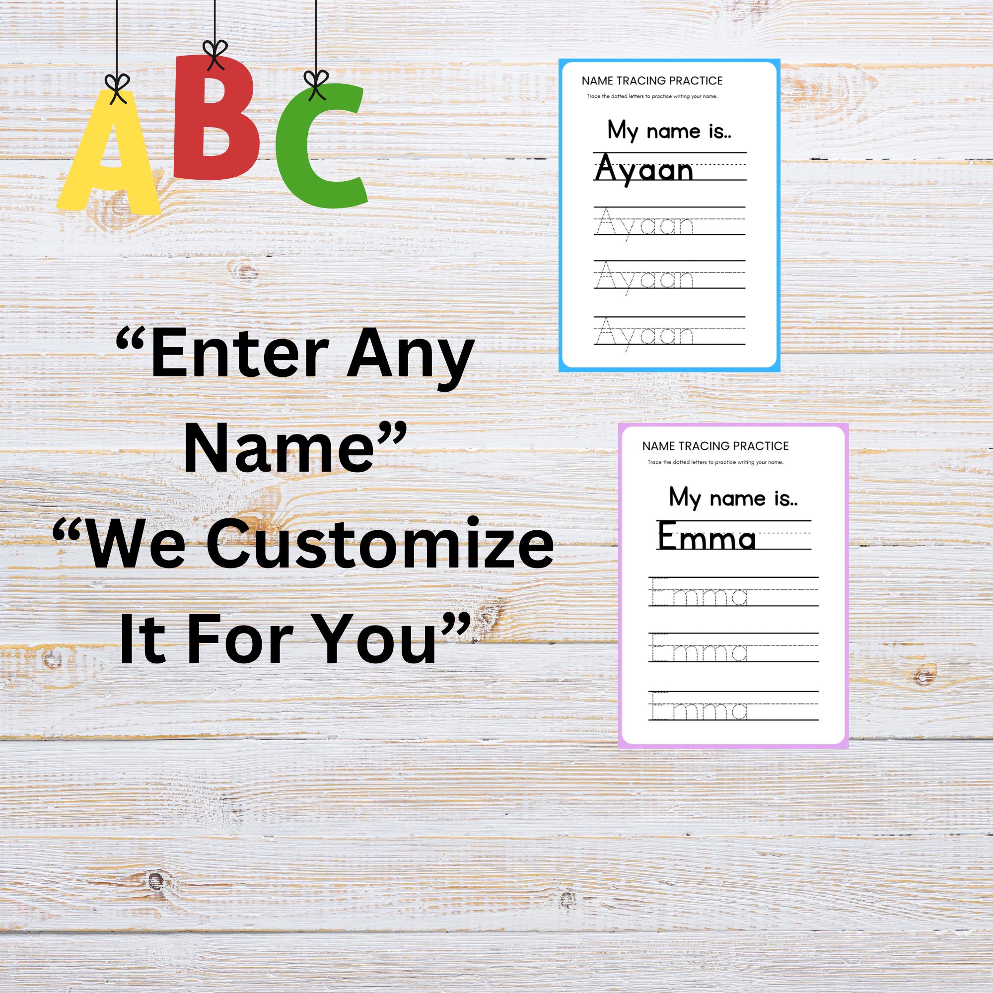 Pre-k Custom Name Worksheet for Kids | Editable Writing Practice PDF ...