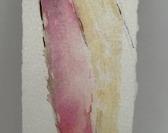 Pink Bunny Ear Bookmark Original Watercolor and Quilled Paper Bookmark on Handmade Paper