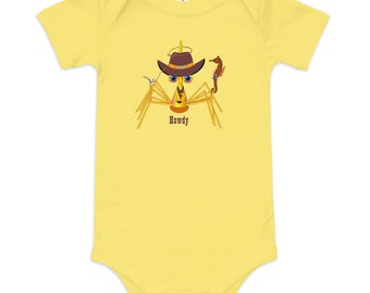 Lindo vaquero una pieza, cangrejo de dibujos animados, onesie onsie, baby shower, regalo para, bebé, recién nacido, bebé, 1er cumpleaños, caprichoso, inspirador, occidental