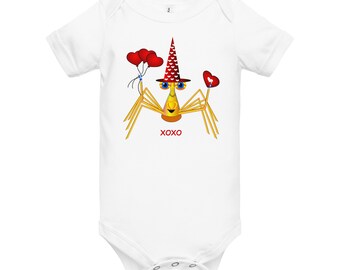 Lindo San Valentín One Piece, Cangrejo de dibujos animados, Onesie, Baby Shower, Regalo para, Bebé, recién nacido, bebé, primer cumpleaños, Corazones, caprichoso, inspirador