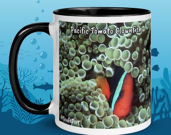11oz, Taza de pez payaso de tomate, Animal submarino, té de café, Foto de vida marina, Buceo, pez anémona, Pez payaso, anémona, simbiosis