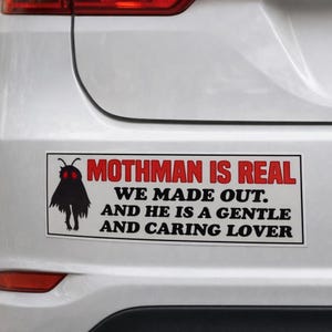Mothman Bumper Sticker, Funny Cryptid Vinyl Sticker, Mothman Is Real