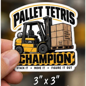 Forklift Sticker, 3-Inch Vinyl Pallet Stacking Champion Industrial Decal