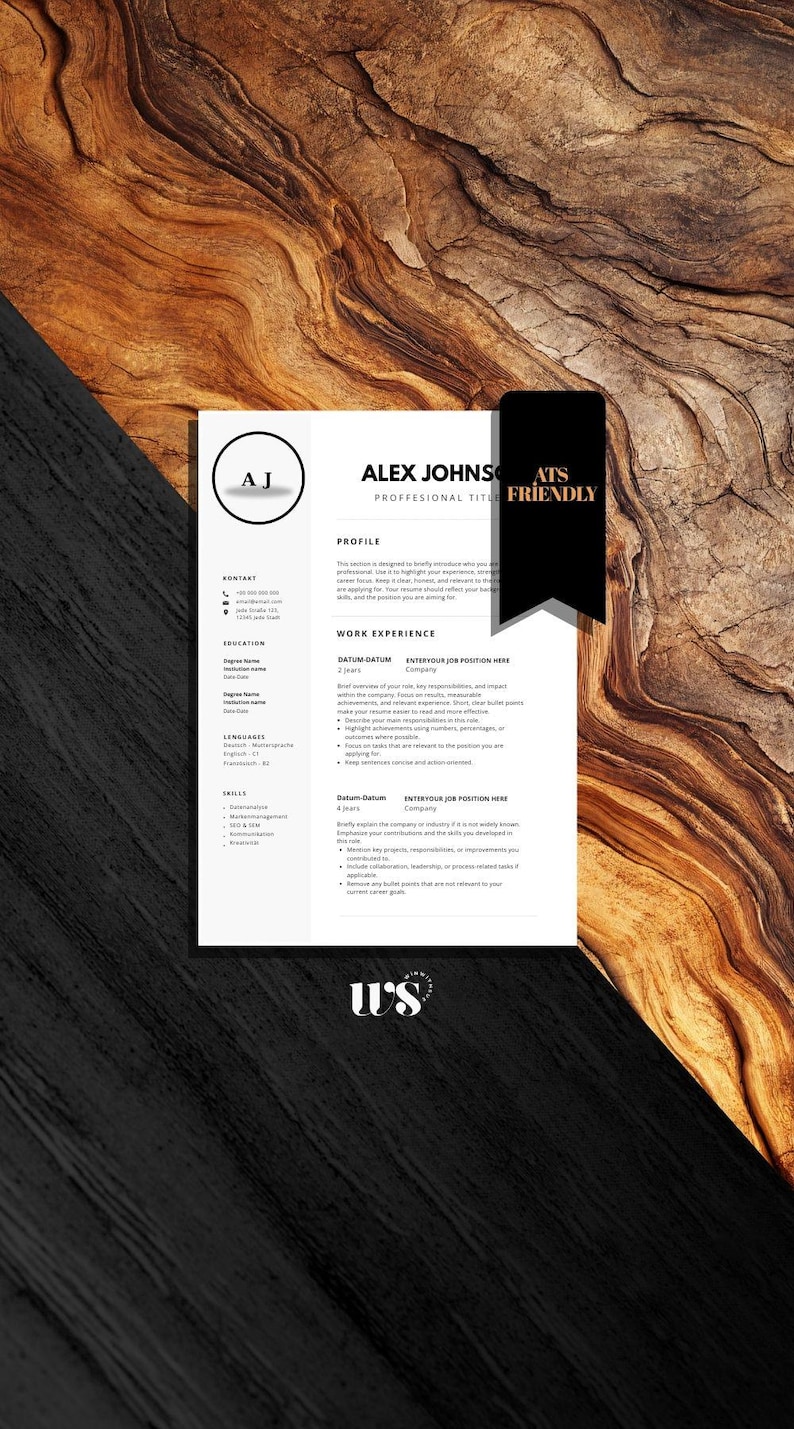 Canva Word CV Template With Cover Letter ATS Friendly 1-3 Page Editable ...