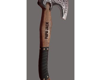 Handcrafted 26” Axe – Rosewood Handle, Forged Steel Head & Genuine Leather Sheath”