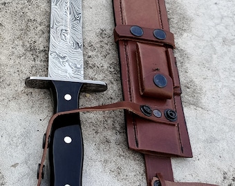 Custom Handmade Damascus Blade | Hunting Knife| Resin Handle| Leather Sheath| Gift For Husband| Anniversary Gift| Gift For Boyfriend