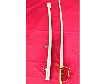 Custom Handmade Saber Sword with Scabbard, High Carbon Steel Blade, Brass Guard, Collectible Display Sword, Gift for Him