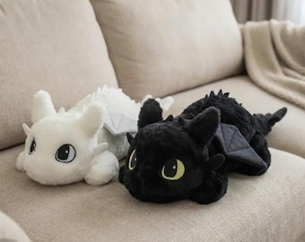 Furry Dragon Plush Toy - Toothless Inspired Dragon Plush Toy – Dragon Stuffed Animal for Home Decor & Gift