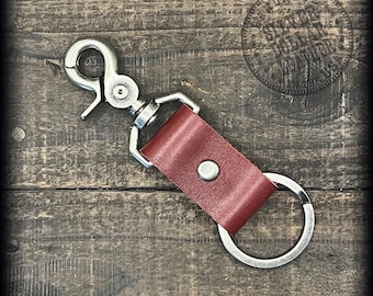 Red Monte Carlo Leather Key Clip with Trigger Clasp – USA Made