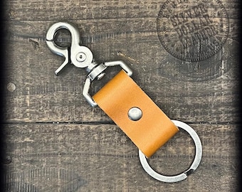 Cognac Monte Carlo Leather Key Clip with Trigger Clasp – USA Made