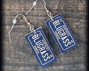 Bluegrass License Plate LEATHER Printed Earrings