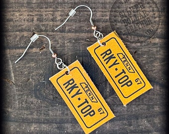 Rocky Top Tennessee License Plate LEATHER Printed Earrings