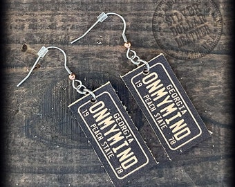 Georgia on My Mind License Plate LEATHER Printed Earrings