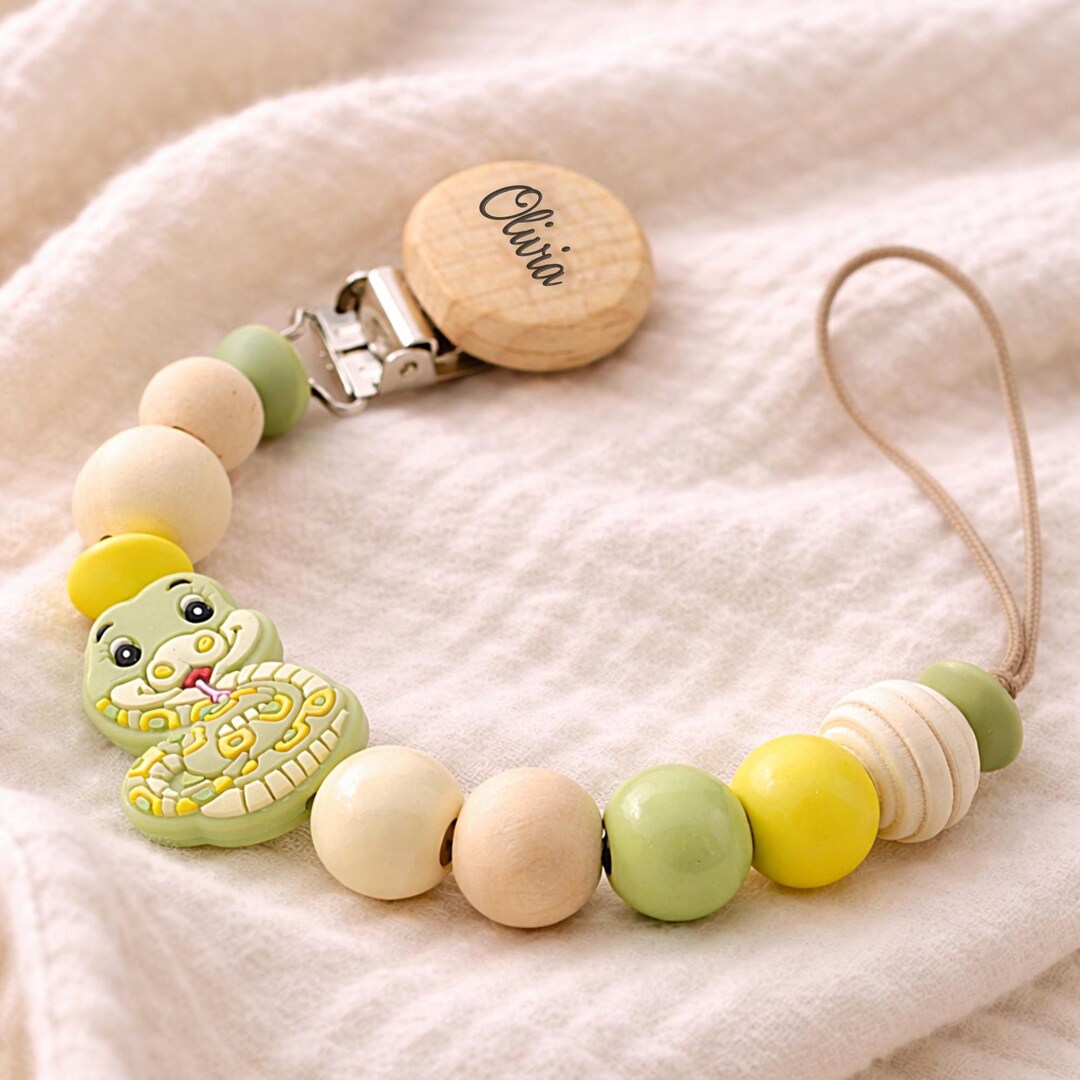 Personalized Snake Pacifier Clip Custom Baby Name Dummy Holder Jungle ...