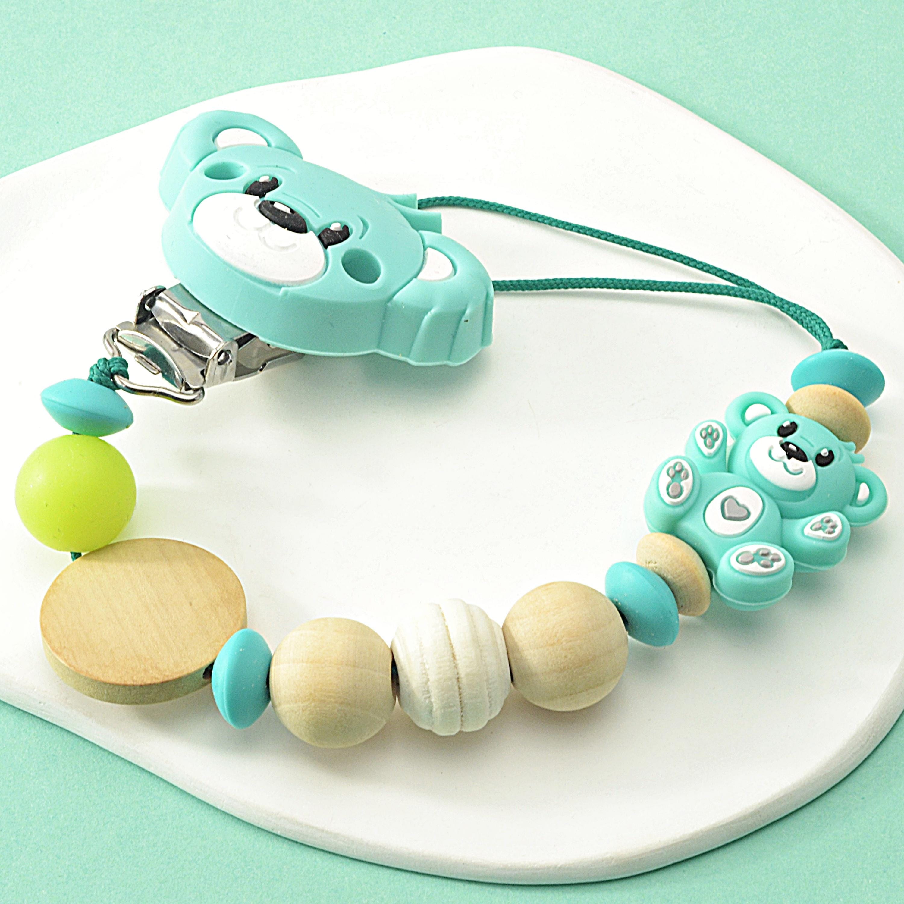 Turquoise Pacifier Personalized Turquoise Teddy Pacifier Clip Baby Name Dummy Holder ...