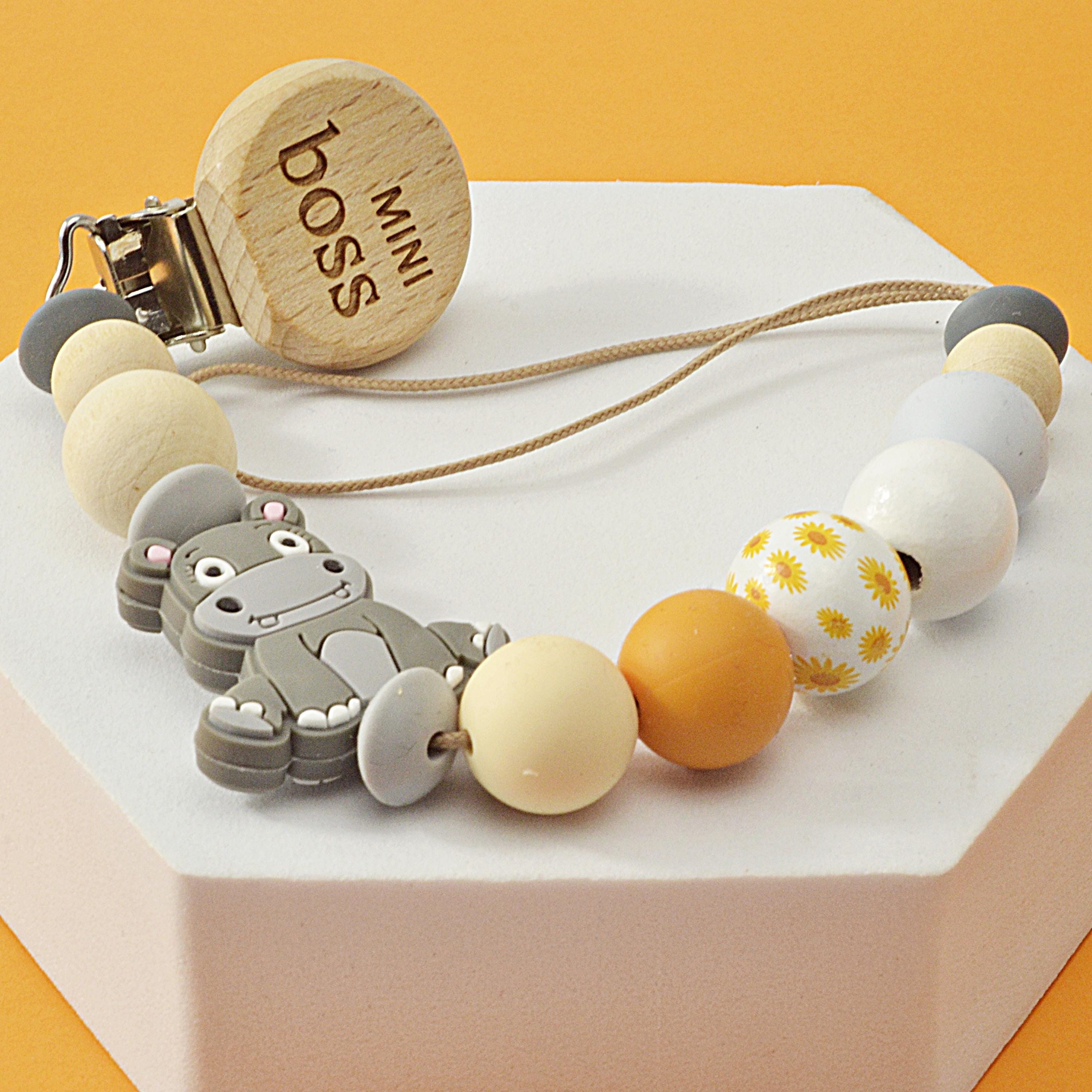 Personalized Hippo Pacifier Clip Custom Baby Name Dummy Holder Safari ...