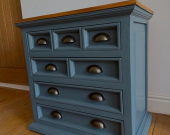 Upcycled Blue-Grey Chest of Drawers – Hand-Painted Farmhouse Storage Unit