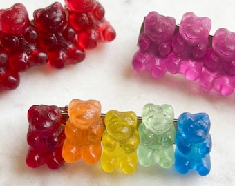 Pinza para el cabello con forma de osito de goma, pasador personalizado, accesorios para el cabello kawaii, joyería Y2K