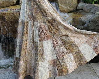 Saia de retalhos hippie terrosa Batik Saia feita à mão Roupas de festival Roupas hippie Roupas de festival Roupas hippie Saia de retalhos terrosas