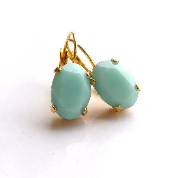 Swarovski Mint Alabaster Earrings