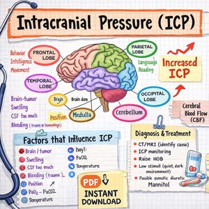 Appunti infermieristici sulla pressione intracranica (ICP) / Neuro ICU / Schede riassuntive I NCLEX
